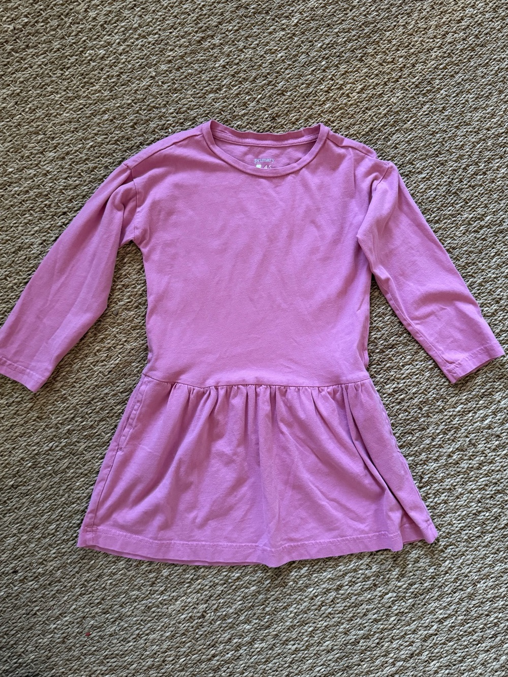 Primary Lilac-Pink Long Sleeve Drop Waist Dress
